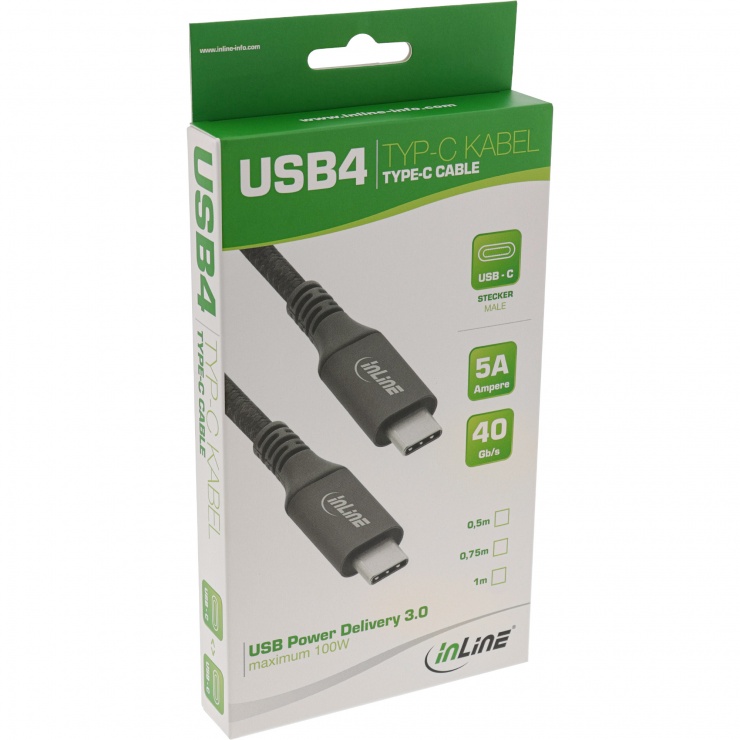 Imagine Cablu USB 4 Gen 3x2 type C la type C 100W 1m, Inline IL35901A